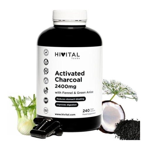 Carbón Activado 2400 Mg 240 Cápsulas Hivital