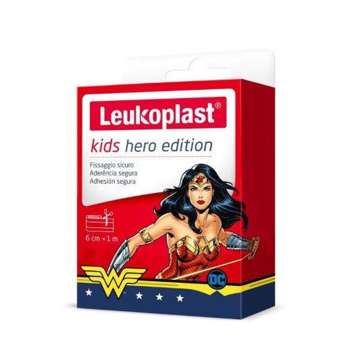 Tira Adhesiva Infantil Edición Mujer Maravilla 6Cmx1Cm Leukoplast