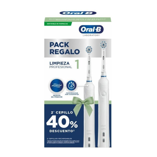 Pack Cepillo Eléctrico Limpieza Profesional 1 Duplo 2 Uds Oral B