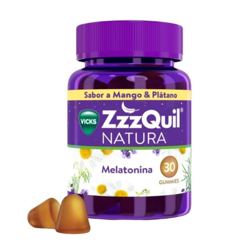 Zzzquil Natura Melatonina Plátano Y Mango 30 Gummies