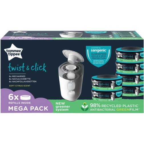 Pack De Contenedor De Pañales Twist And Click 6 Recargas Tommee Tippee
