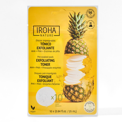 Discos Tonificantes Y Exfoliantes Con Aha, Pha Y Enzimas De Piña 10Uds Iroha Nature