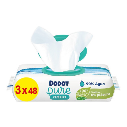 Toallitas Aqua Pure Plastic Free 3X48 Unidades Dodot