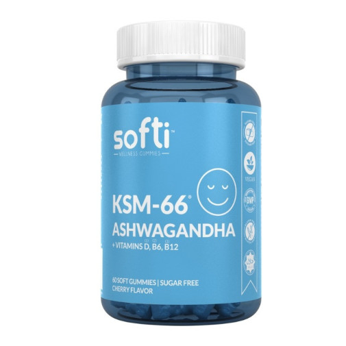 Ashwagandha Ksm 66 Vitamins 60 Gummies Sabor Cereza Softi Wellness Gummies