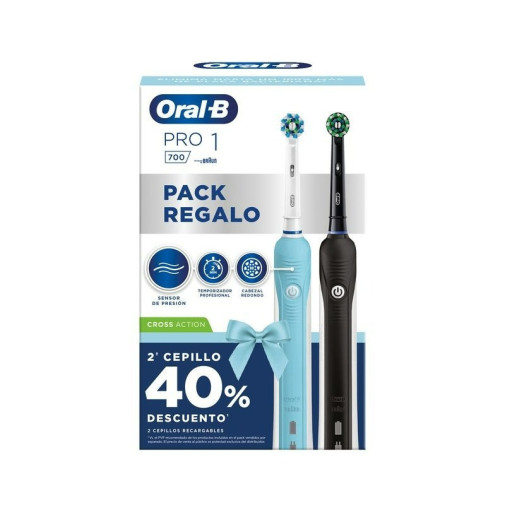 Cepillo Eléctrico Pack Duplo Pro 1 Negro + Azul Oral B