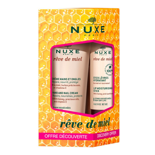 Dúo Crema Manos Y Uñas Reparadora Y Stick De Labios Hidratante Rêve De Miel 4G+30Ml Nuxe