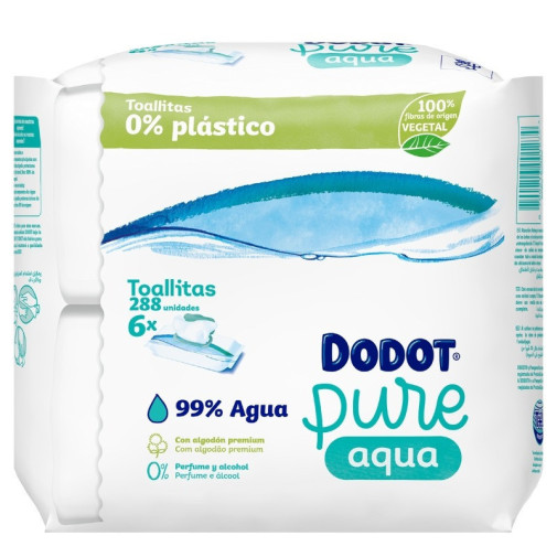 Dodot Toallitas Aqua Plastic Free 6X48 288 Uds
