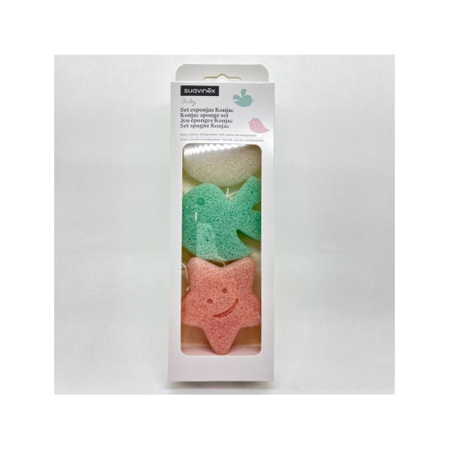 Esponja Baño Infantil Suavinex Konjac Baby Set 3 Unidades