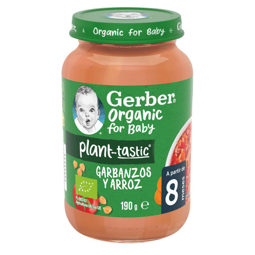 Gerber Organic Zanahoria Garbanzos Arroz 1 Tarrito 190 G