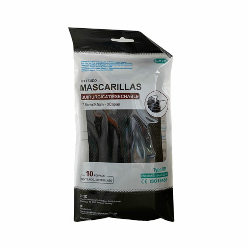 Mascarilla Quirurgica 3 Capas Negra Pack 10 Unidades Qjmdm