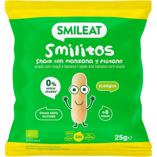 Smilitos Snack Eco Smileat 1 Bolsa 25 G Con Manzana Y Platano