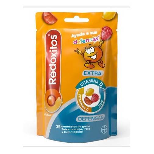 Redoxitos Extra Defensas 25 Caramelos Goma Sabor Naranja Fresa Y Fruta Tropical