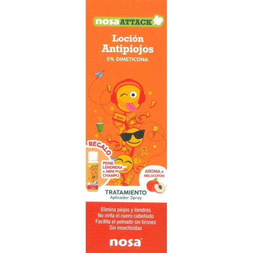 Nosa Attack Locion 5% Dimeticona Antipiojos 100 Ml Aroma Melocoton