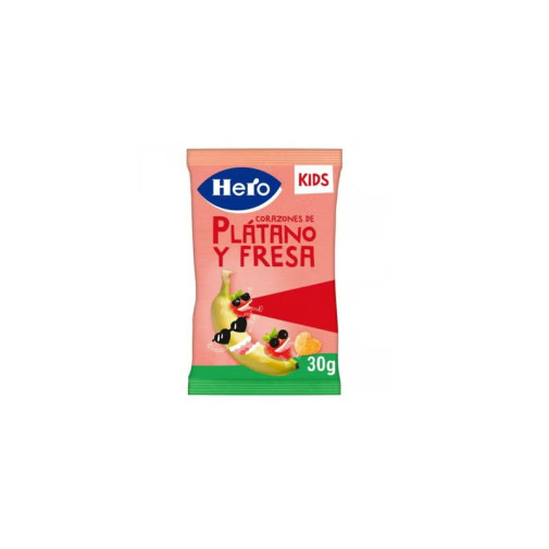 Hero Kids Corazones De Platano Y Fresa 1 Bolsa 30 G