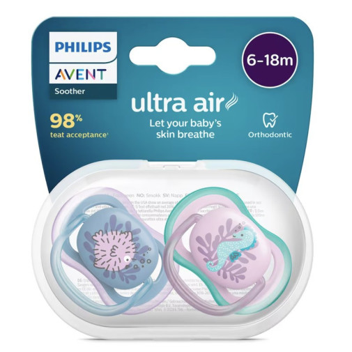 Chupete Silicona Philips Avent Ultra Air + 18 Meses 2 Unidades Niño Scf349/18