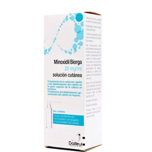 Minoxidil Biorga 20 Mg/ml Solucion Cutanea 1 Frasco 60 Ml + 1 Accionador De Boquilla Y 1 Accionador Con Canula
