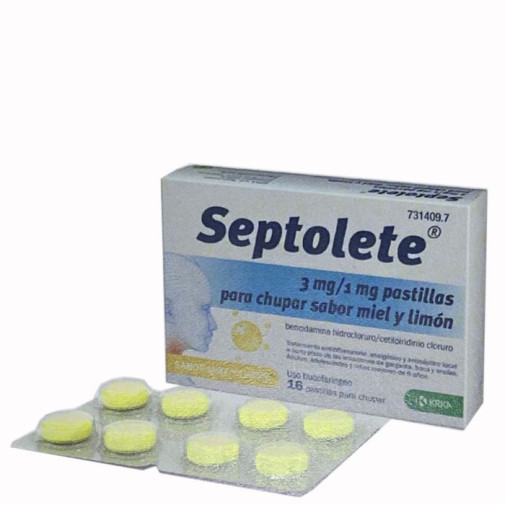 Septolete 3 Mg/1 Mg 16 Pastillas Para Chupar (sabor Miel Y Limon)