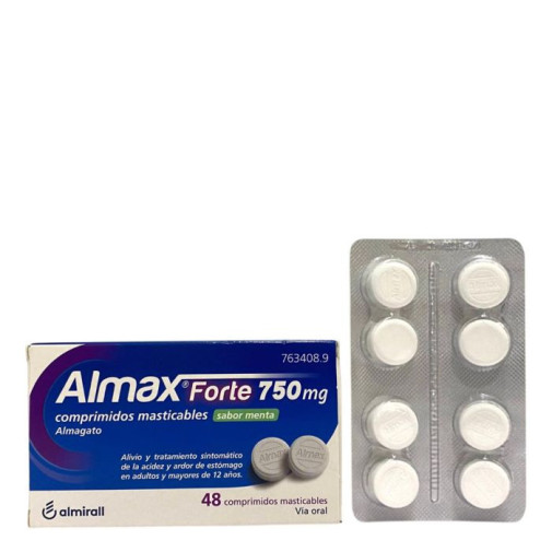 Almax Forte 750 Mg 48 Comprimidos Masticables Sabor Menta