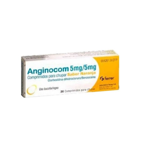 Anginocom 5 Mg/5 Mg 20 Comprimidos Para Chupar (Sabor Naranja)