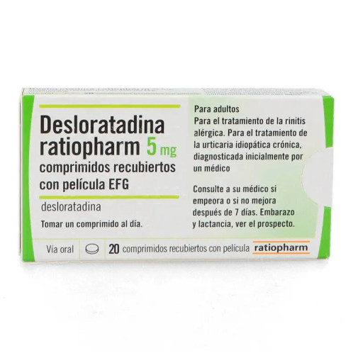 Desloratadina Ratiopharm Efg 5 Mg 20 Comprimidos Recubiertos