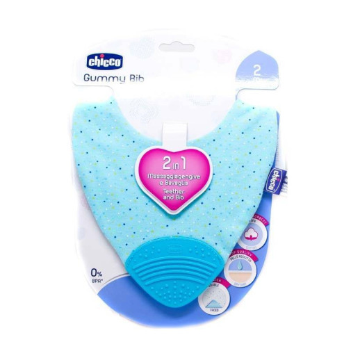 Chicco Babero Mordedor 2 En 1 Gummy Bib Azul