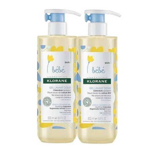 Klorane Bebé Gel Limpiador Suave A La Caléndula Pack Duo 2X500 Ml