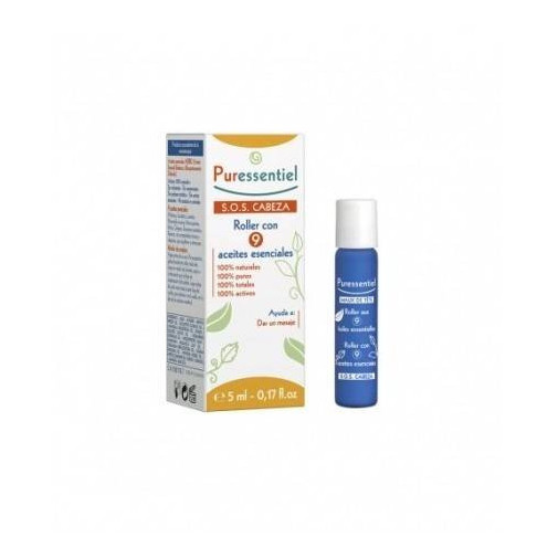 Roller Sos Cabeza Con 9 Aceites Esenciales 5 Ml Puressentiel