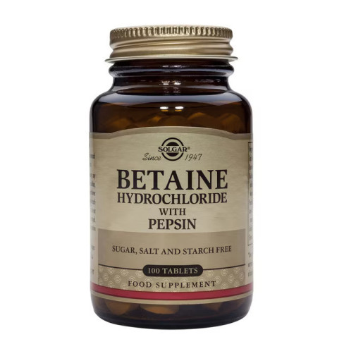 Solgar Betaina Clorhidrato Con Pepsina 100 Comprimidos