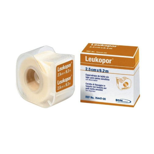 Leukopor Esparadrapo Hipoalérgico Papel Con Dispensador 2,5 cm x 9,2 m