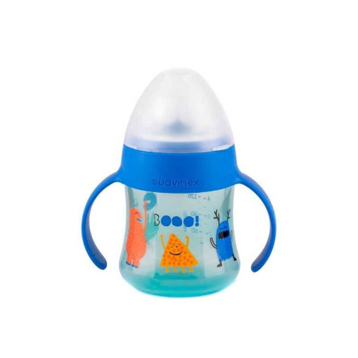 Suavinex Biberón Entrena First Silicona Antiderrame 150Ml +4M