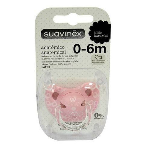 Chupete Con Tetina Anatómica De Látex Color Rosa 0 6 Meses Suavinex