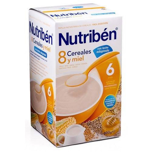 Papilla A Base De 8 Cereales Con Miel Y Leche 600Gr Nutribén