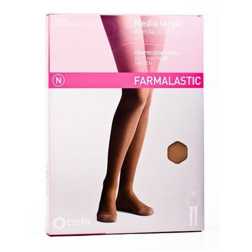 Medias Largas Blonda A F Compresión Normal Color Camel Talla Xl Farmalastic