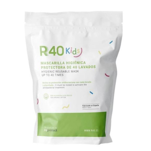 R40 Kids Mascarilla Higiénica Lavable Y Reutilizable Blanca 3 6 Años 1 Ud