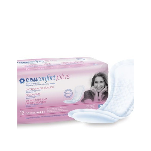 Farmaconfort Plus Compresas De Algodón Flujo Normal 12 Unidades