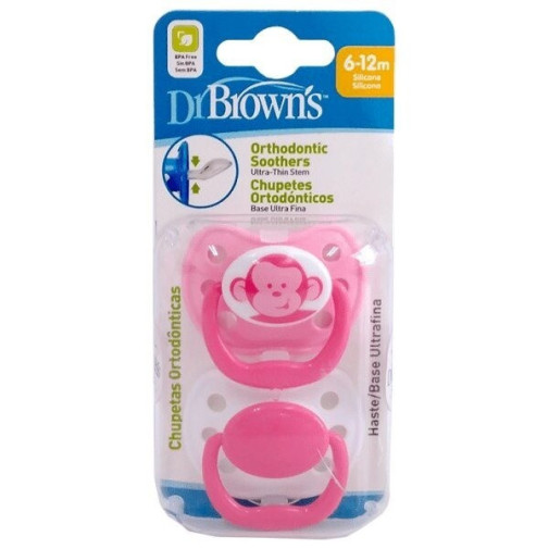 Chupetes Ortodónticos T2 Color Rosa 6 12 Meses Dr. Brown