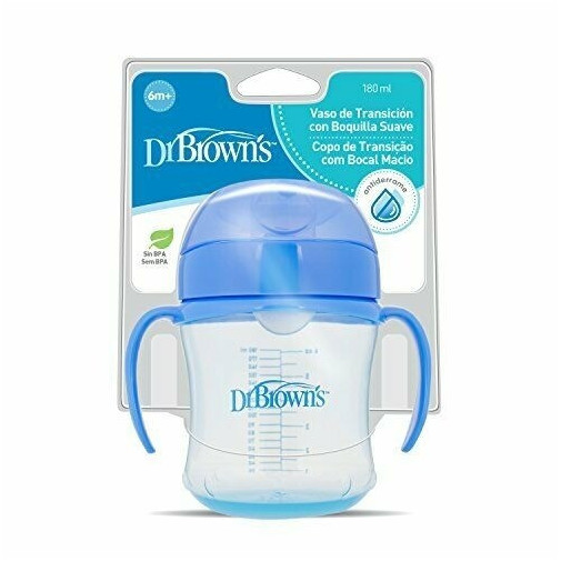 Vaso De Transición De Boquilla Suave Azul 180Ml Dr Brown'S