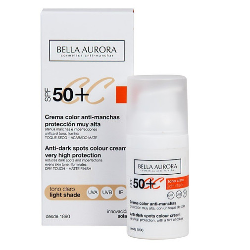 Cc Crema Color Anti Manchas Tono Claro Spf50+ 30 Ml Bella Aurora