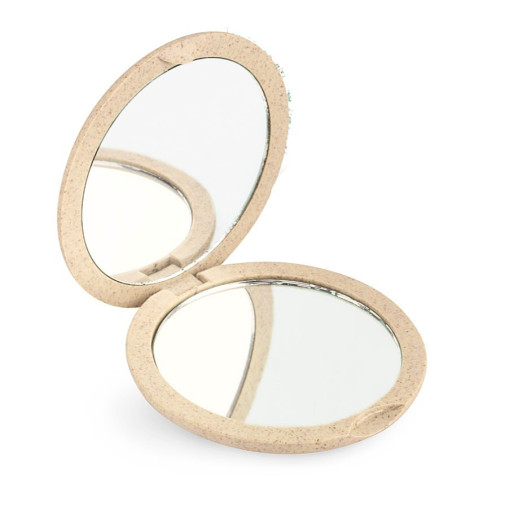 Espejo De Bolso Natural Fiber Doble Plegable X4 Beige Beter