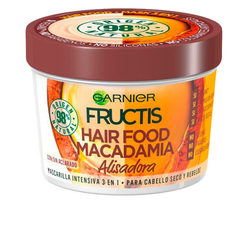 Fructis Hair Food Macadamia Mascarilla Alisadora  Para Cabello Seco Y Rebelde 390 Ml Garnier
