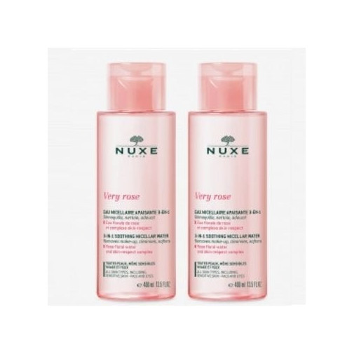 Nuxe Very Rose Agua Micelar Calmante 3 en 1 Todas las Pieles Duplo 2x400ml