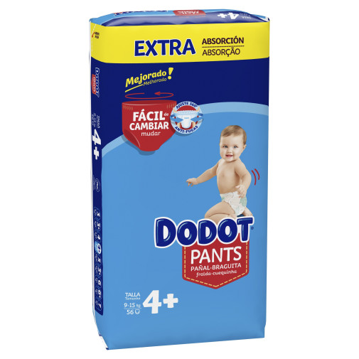 Dodot Pants Pañal Braguita Talla 4+  9Kg 15Kg 56 Pañales