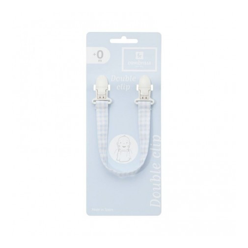 Cambrass Cinta Babero Doble Clip Celeste Cuadratitos