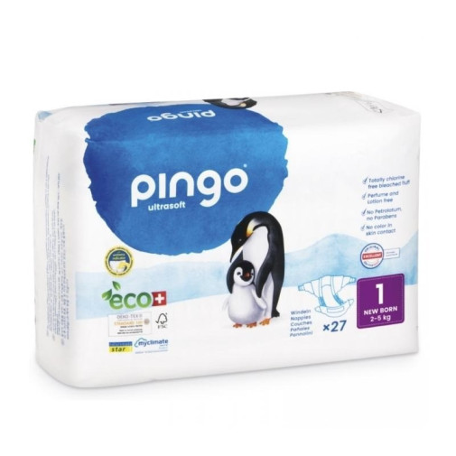 Pañales Ecológicos Talla 1 New Born (2 5 Kg) 27 Unidades Pingo
