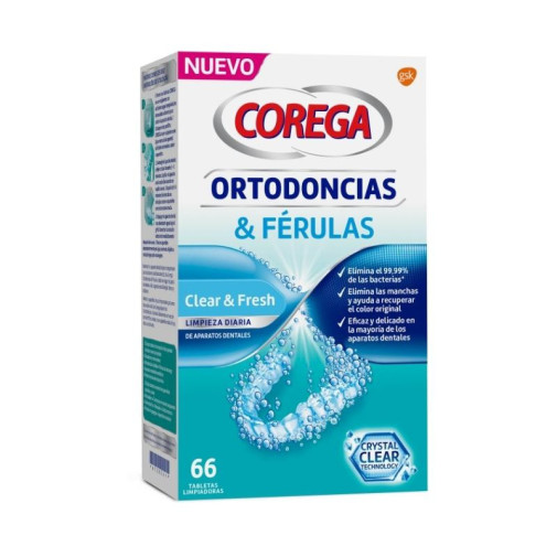 Corega Ortodoncias Y Férulas 66 Tabletas Limpiadoras