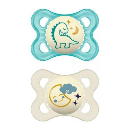 Chupete Original Night Silicona Azul +0 Meses 2 Uds Mam