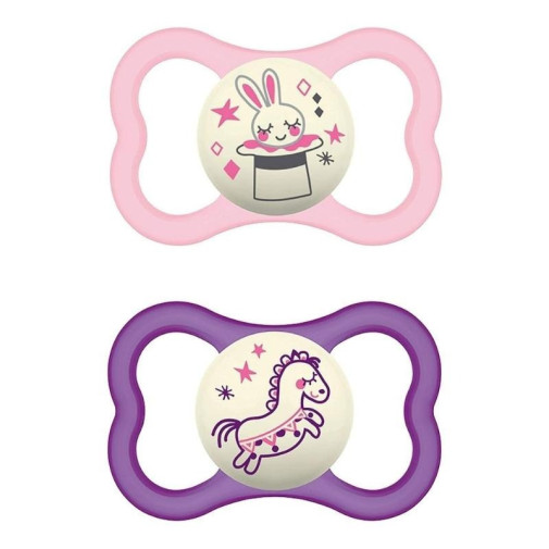 Chupete Air Night Silicona Rosa +6 Meses 2 Uds Mam