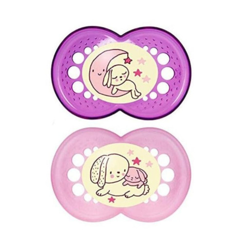 Chupete Night Latex Rosa +6 Meses 2 Uds Mam