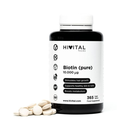 Biotina Pura 10.000 Mcg 365 Comprimidos Hivital